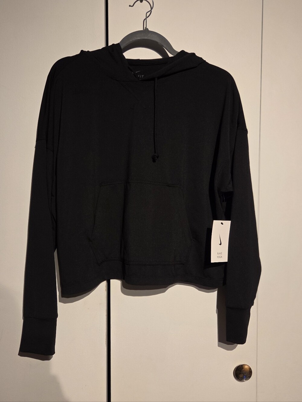 Nike Yoga Women's Black Cropped Hooded Sweatshirt